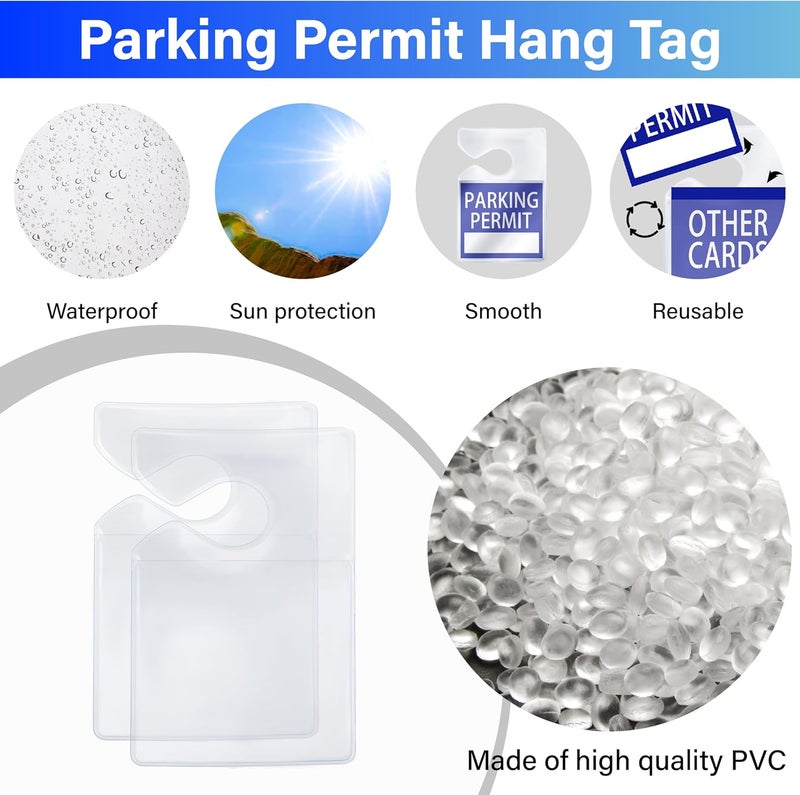 ecocstm 10 PCS Clear Parking Permit Holder, Rear View Mirror Hanger, Car Vertical Parking Lot Pass, Hang Tag Holde, Parking Pass Holder for Car Passes, Permits, Stickers - Image 3